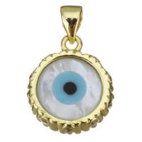 Mässing Smycken Hängen, Evil Eye, plated, mode smycken & DIY & med cubic zirconia, nickel, bly och kadmium gratis, 13.50x16x4mm, Hål:Ca 3.5x4mm, Säljs av PC