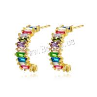 Pendientes de Perno en Latón, metal, 18K chapado en oro, micro arcilla de zirconia cúbica & para mujer, multicolor, 6x18mm, 5parespareja/Grupo, Vendido por Grupo