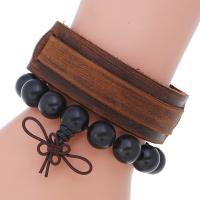 De Armband van mensen, Kunstleer, armband, met Ijzer, plated, 2 stuks & mode sieraden & voor de mens, 24mm, Lengte 8.8 inch, Verkocht door Stel