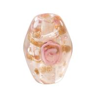 زهرة الداخلية Lampwork الخرز, امبورك, طبل, ديي, المزيد من الألوان للاختيار, 11x15mm, حفرة:تقريبا 2mm, تباع بواسطة PC