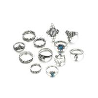 Zink Alloy ring Set, mode smycken, silver, Säljs av Ställ