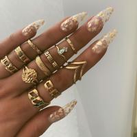 Zinc Alloy ring Set, mode smykker, guld, Solgt af sæt