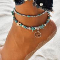 Sinc Alloy Anklet, turquoise, jewelry faisin, gorm, 19.5cmx20.5cm, Díolta De réir PC