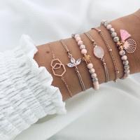 lega in zinco Bracciale Set, 6 pezzi & gioielli di moda, oro, Venduto da set