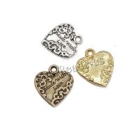 Zinc Alloy Heart Pendants plated DIY nickel lead & cadmium free Sold By Bag