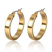 Titanium Staal Huggie Hoop Earring, Donut, gold plated, voor vrouw, 22x5x2mm, 2paren/Bag, Verkocht door Bag