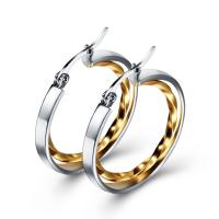 Mens Stainless Steel Hoop Korvakorut, Ruostumaton teräs, Pyöreä, päällystetty, hypo-allerginen & naiselle, kultainen, 28*3.5*4.3mm, Myymät Pair