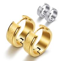 Huggie Hoepel Oorbel, Roestvrij staal, Ronde, plated, voor vrouw, meer kleuren voor de keuze, 16*7*3mm, Verkocht door pair