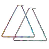 Mens acier inoxydable Hoop boucles d'oreilles, triangle, Placage, bijoux de mode & pour femme, 64x68mm, Vendu par paire