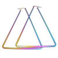 Mens acier inoxydable Hoop boucles d'oreilles, triangle, Placage, bijoux de mode & pour femme, 70x79mm, Vendu par paire