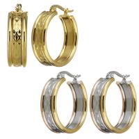 Mens Stainless Steel Hoop Earring, forgyldt, mode smykker & for kvinde, flere farver til valg, 8x27mm, Solgt af par