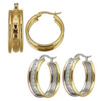 Mens acier inoxydable Hoop boucles d'oreilles, Placage, bijoux de mode & pour femme, 8x27mm, Vendu par paire