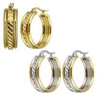 Mens acier inoxydable Hoop boucles d'oreilles, Placage, bijoux de mode & pour femme, plus de couleurs à choisir, 8x27mm, Vendu par paire