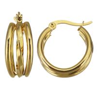 Mens Stainless Steel Hoop Korvakorut, Ruostumaton teräs, päällystetty, muoti korut & naiselle, kultainen, 9x22mm, Myymät Pair