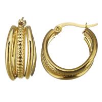 Mens Stainless Steel Hoop orecchino, acciaio inox, placcato, gioielli di moda & per la donna, oro, 9x22mm, Venduto da coppia