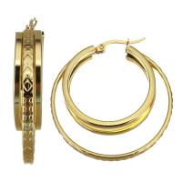 Mens Stainless Steel Hoop Earring, forgyldt, mode smykker & for kvinde, guld, 7.50x41mm, Solgt af par