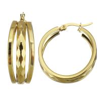 Mens Stainless Steel Hoop Earring, forgyldt, mode smykker & for kvinde, guld, 11x31mm, Solgt af par