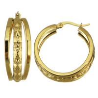 Mens Stainless Steel Hoop Korvakorut, Ruostumaton teräs, päällystetty, muoti korut & naiselle, kulta, 11x32mm, Myymät Pair