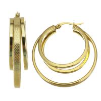 Mens acier inoxydable Hoop boucles d'oreilles, Placage, bijoux de mode & pour femme, Or, 8x40mm, Vendu par paire