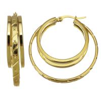 Brinco de argola de aço inoxidável de Mens, banhado, joias de moda & para mulher, dourado, 8x40mm, vendido por par