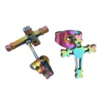 acciaio inox Stud orecchino Set, Orecchino a bottone, placcato, gioielli di moda & per la donna, 8x11mm, Venduto da set