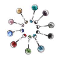 Rustfrit stål Belly Ring, Stainless Steel, Unisex & med rhinestone, flere farver til valg, 5mm,1.6x10mm,8mm, Solgt af PC