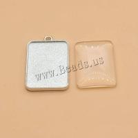 Zinc Alloy vedhæng Cabochon Setting, Legering, Square, forgyldt, du kan DIY & dobbeltsidet, flere farver til valg, 25*35mm,, Solgt af PC