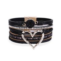 PU leder koord armbanden, plated, mode sieraden & multilayer & voor vrouw, meer kleuren voor de keuze, 60x25mm, Verkocht door PC