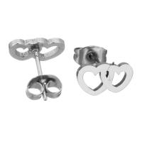 aço inoxidável Brinco Set, Brinco de garanhão, Coração, banhado, joias de moda & para mulher, 10x6mm, vendido por Defina