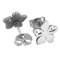 acero inoxidable Stud aretes, Pendiente de stud, Flor, chapado, Joyería & para mujer, 9x9mm, Vendido por Set