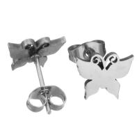 acero inoxidable Stud aretes, Pendiente de stud, Mariposa, chapado, Joyería & para mujer, 10x8mm, Vendido por Set