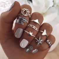 Zinc Alloy ring Set, 8 stykker & for kvinde, flere farver til valg, nikkel, bly & cadmium fri, Solgt af sæt