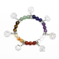 Gemstone Bracciali, Pietra naturale, Cerchio, placcato, per la donna, colori misti, 8mm,, Venduto da filo