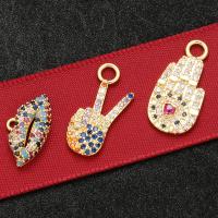 Messing hanger met micro-paved kubieke zirconia's, gold plated, verschillende stijlen voor de keuze & met strass, metallic kleur plated, 9x2.7x14mm,17x3.5x9mm,11x2.4x22mm,10x2x22mm, 10pC's/Lot, Verkocht door Lot