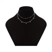 Gelaagde choker, Zinc Alloy, plated, multilayer & voor vrouw, meer kleuren voor de keuze, nikkel, lood en cadmium vrij, 100x5x370mm, Lengte 14.6 inch, Verkocht door PC