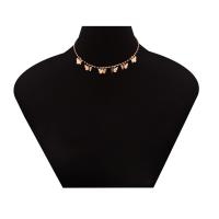 Mode Collier Choker, alliage de zinc, papillon, Placage, pour femme & avec strass, plus de couleurs à choisir, protéger l'environnement, sans nickel, plomb et cadmium, 100x10x320mm, Longueur 12.59 pouce, Vendu par PC