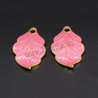 Cloisonne Pendants Brass Leaf gold color plated DIY & enamel nickel lead & cadmium free Sold By Bag