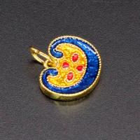 Cloisonne Pendants Brass Lock enamel & double-sided gold nickel lead & cadmium free Sold By Bag