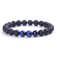 Gemstone Bracelets Lava & Tiger's Eye Stone Bracelets with Elastic Thread plated fashion jewelry & Unisex 8mm Sold By Strand