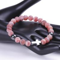 Bracelet de bijou en agate , agate effleurant, avec fil élastique, Placage, bijoux de mode & unisexe, plus de couleurs à choisir, 8mm, Vendu par brin