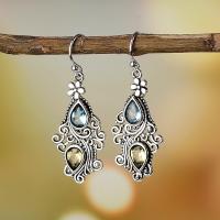 Boucles d'oreilles pendantes en laiton, pour femme & avec strass, argent, 30mm, Vendu par paire