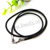 Fashion Ketting Cord, Roestvrij staal, met Wax, elektrolysatie, verschillende grootte voor keus, zwart, 1*45mm, Verkocht door Strand