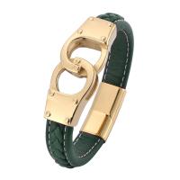 PU cavo bracciali, PU microfibra, with acciaio inox, placcato color oro, lunghezza differente per scelta & unisex, verde, 12x6mm, Venduto da filo