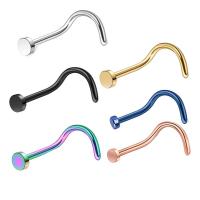 Stainless Steel Nose Piercing Nakit, Nehrđajući čelik, pozlaćen, modni nakit & bez spolne razlike, više boja za izbor, 0.80x7x2mm, Prodano By PC