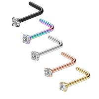 Stainless Steel Nose Piercing Smycken, ROSTFRITT STÅL, plated, mode smycken & Unisex & med strass, fler färger för val, 0.80x7x2mm, Säljs av PC