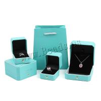 Karton sieraden set Box, Kunstleer Paper, met Katoenfluweel, Plein, multifunctioneel & verschillende grootte voor keus, meer kleuren voor de keuze, 90*90*51mm, 1/box, Verkocht door box