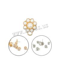 Zinc Alloy ørering drop komponent, med Plastic Pearl, Flower, forgyldt, mode smykker & for kvinde, flere farver til valg, nikkel, bly & cadmium fri, 12x10mm, 10pc'er/Bag, Solgt af Bag