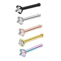 Stainless Steel Nose Piercing Nakit, Nehrđajući čelik, pozlaćen, modni nakit & bez spolne razlike & s Rhinestone, više boja za izbor, 0.80x7x2mm, Prodano By PC