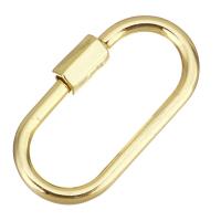 Messing Karabijnhaak sleutelhanger, ellips, gold plated, mobiele telefoon WIFI-controle, metallic kleur plated, 25x14x4mm, 5pC's/Lot, Verkocht door Lot