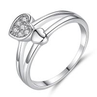 Cubic Zircon Messing fingerring, Koreansk stil & forskellig størrelse for valg & Micro Pave cubic zirconia & for kvinde, hvid, nikkel, bly & cadmium fri, Solgt af PC